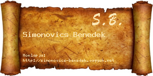 Simonovics Benedek névjegykártya